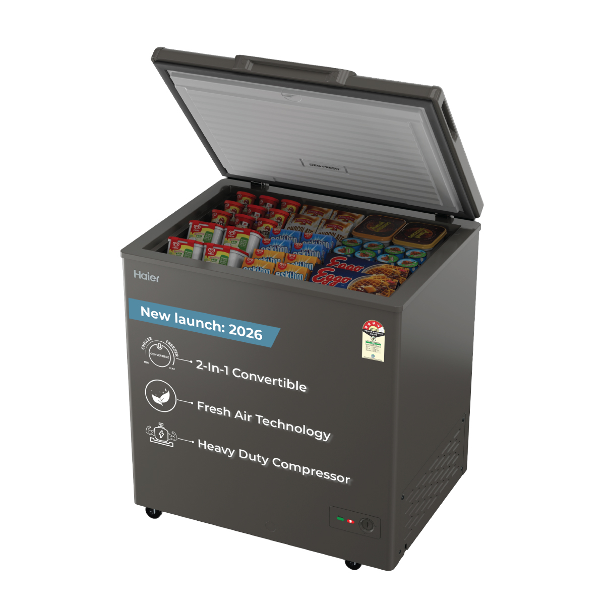 Haier Deep Freezer 235L Hard Top Convertible Single Door (Titanium)